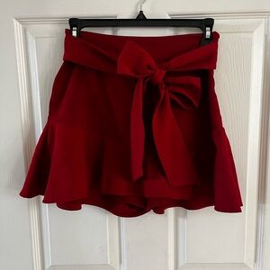 Zara Deep Red Tie-Waist Skort